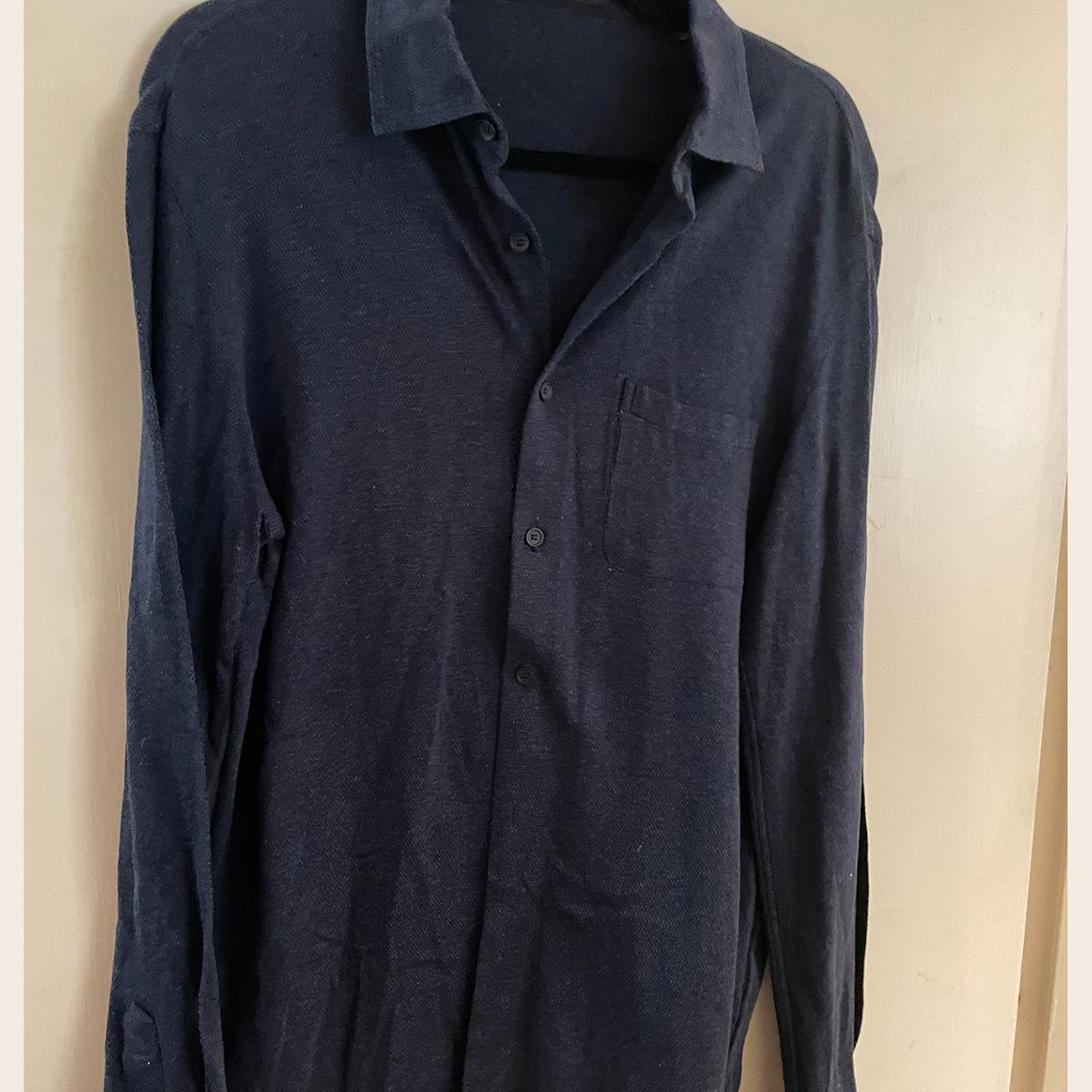 Navy blue button down long sleeved... - Depop