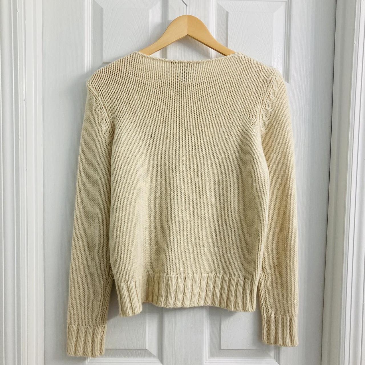 Saks Fifth Avenue Cream White Cable Knit Long Sleeve... - Depop