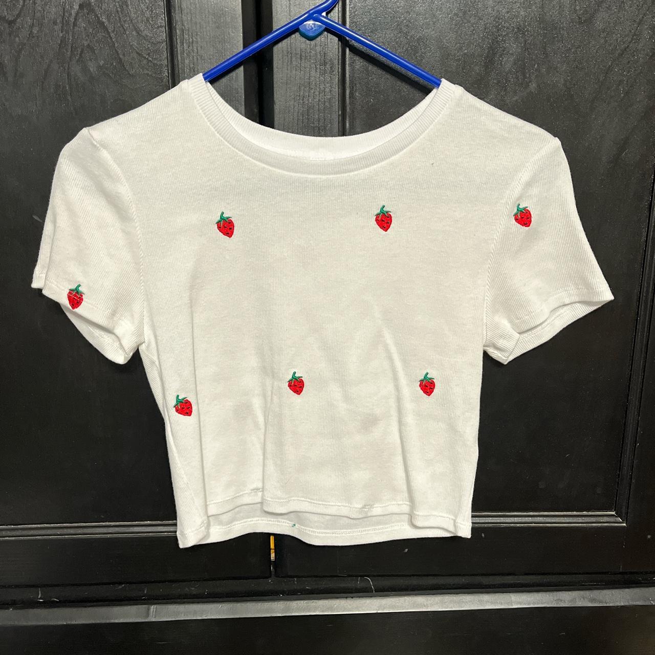 White strawberry shirt Brand: Homegirl... - Depop