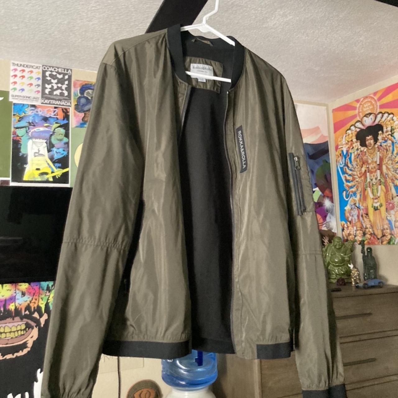 Rokka Rolla Army Green Bomber Jacket Size Large. Depop