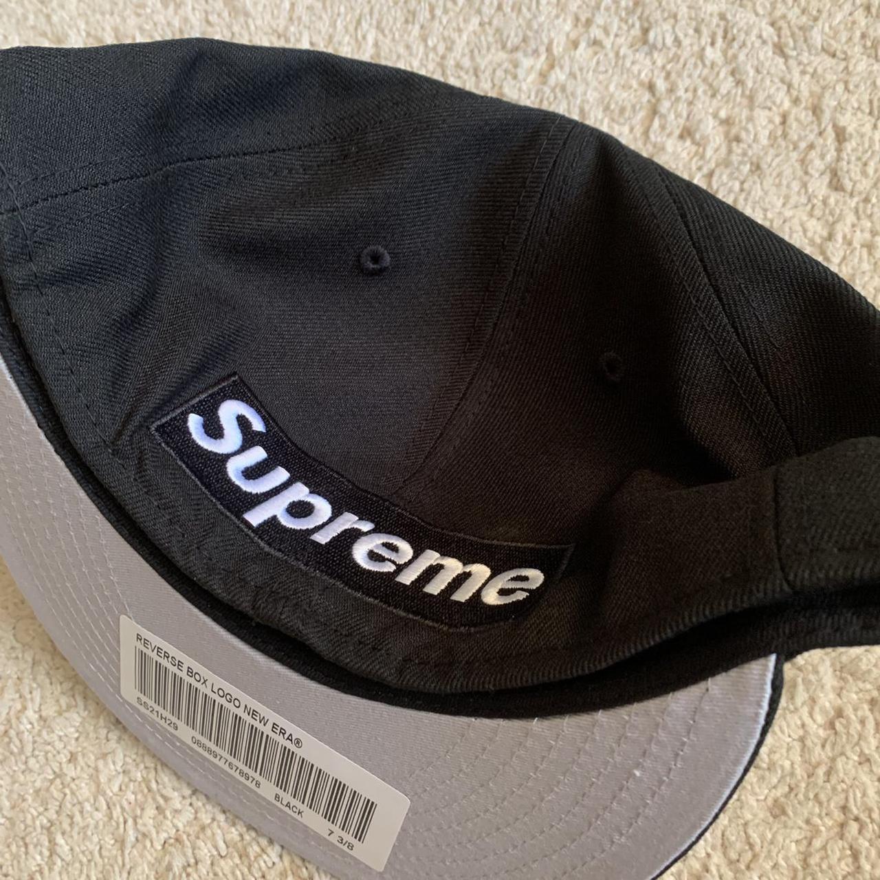 Supreme x New Era Reverse box logo Size 7... - Depop