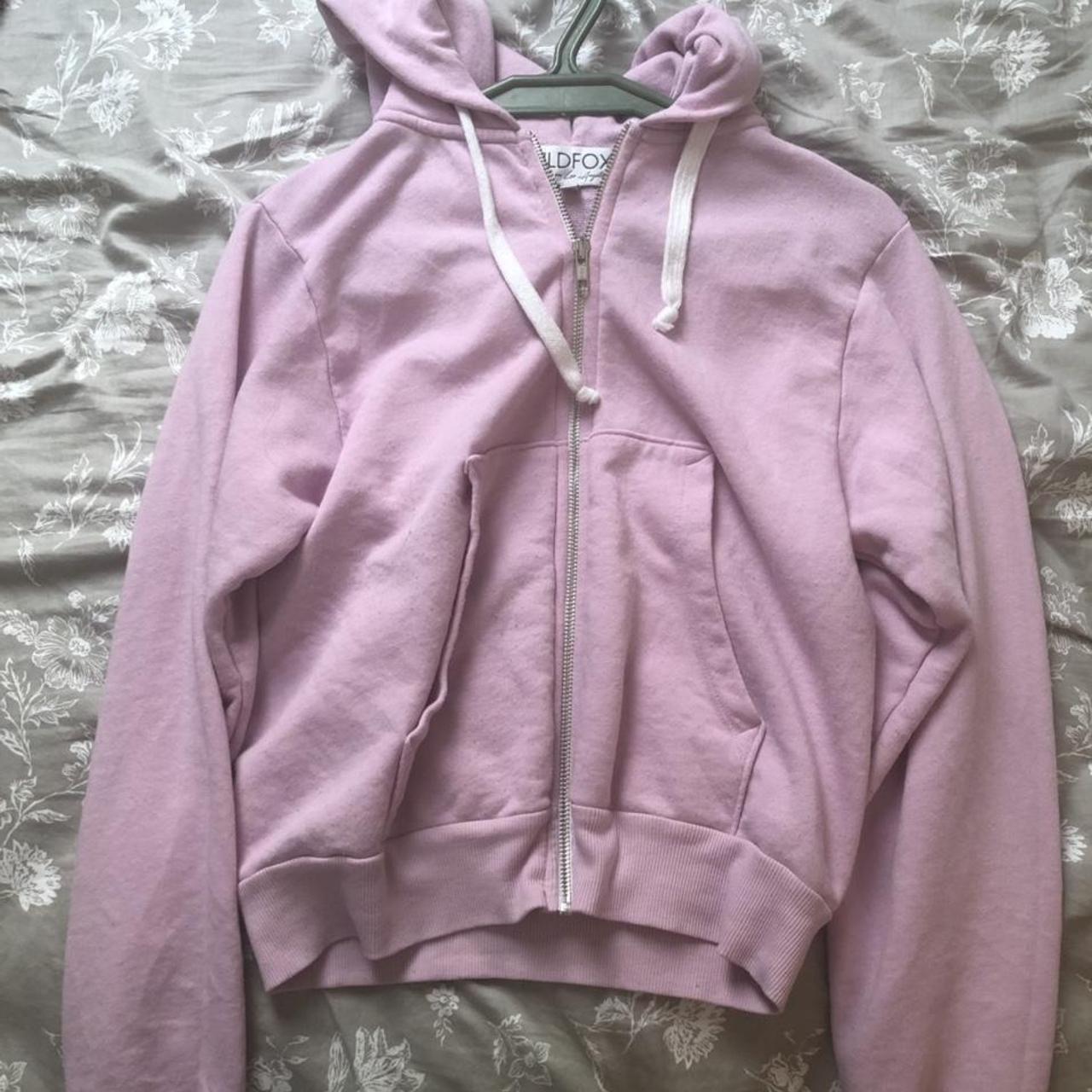 Pink wild fox zip up hoodie Size small in perfect... - Depop