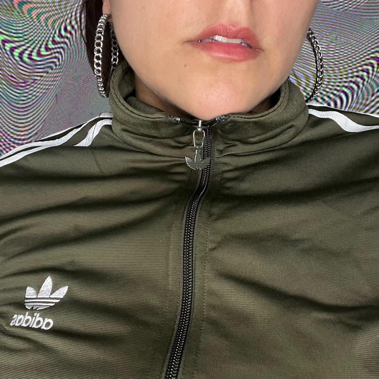 Olive green adidas jacket hot sale womens