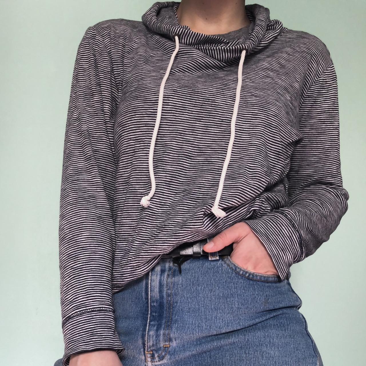 J. Crew slouchy striped hoodie. Navy blue and white... - Depop