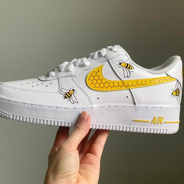 Nike Air Force 1 custom bees honeycomb If your. Depop