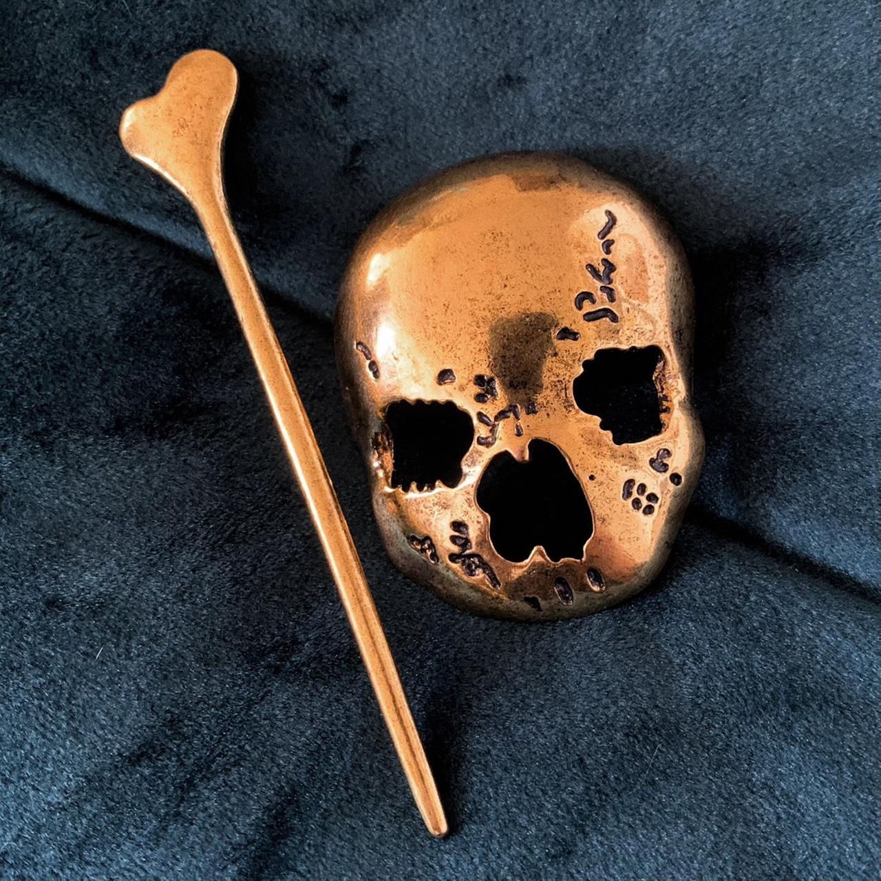 Skull And Bone Hair Pin In A Lovely Gold Brass Depop