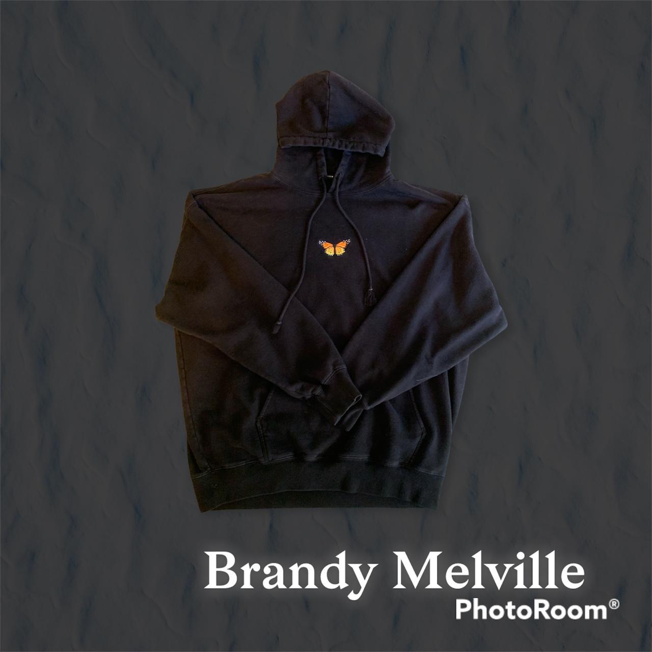 Brandy Melville Black Sweatshirt Butterfly Hoodie One Size