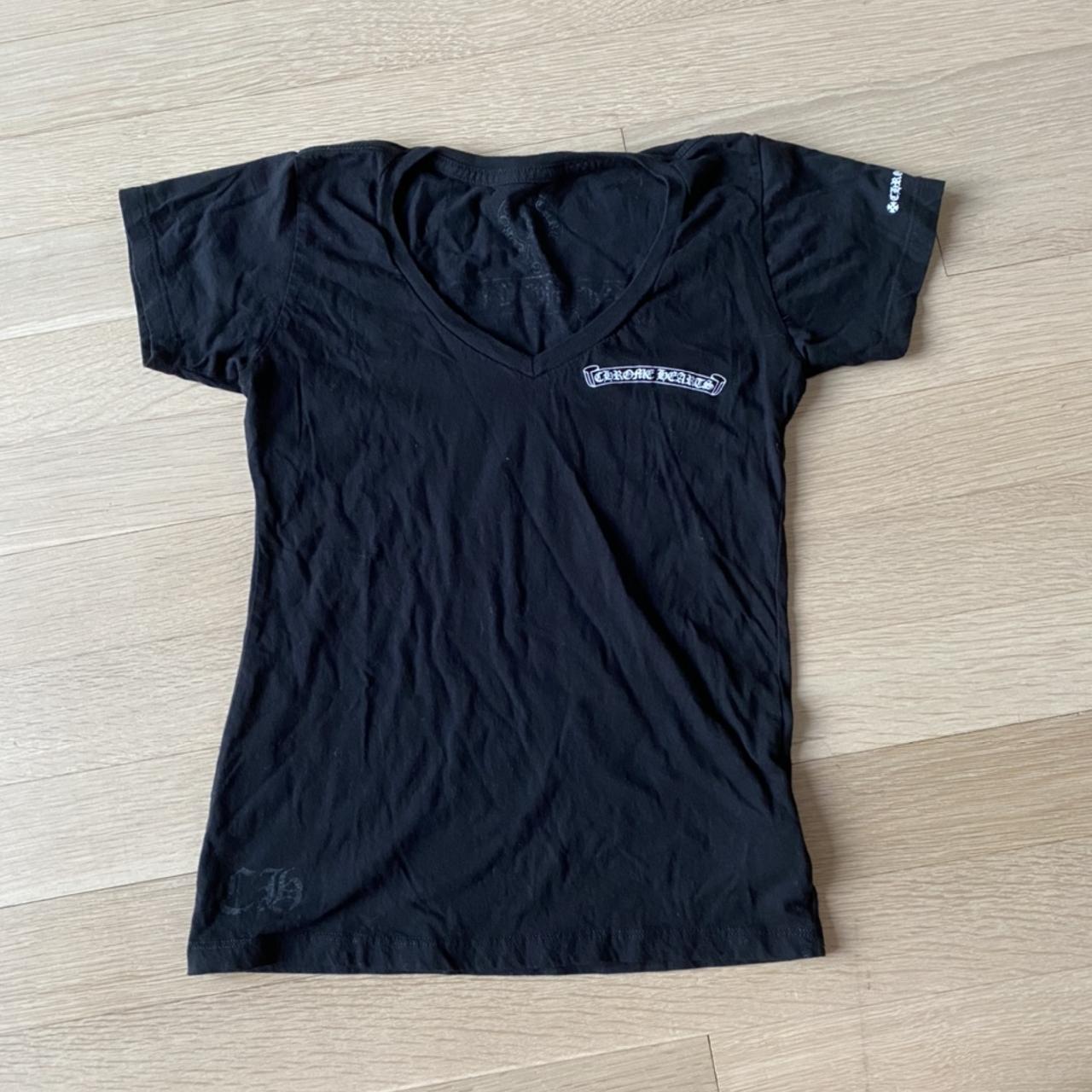 トップス chrome hearts Vneck Tshirt black Chrome hearts Women's chrome hearts v-neck t-shirt | Depop