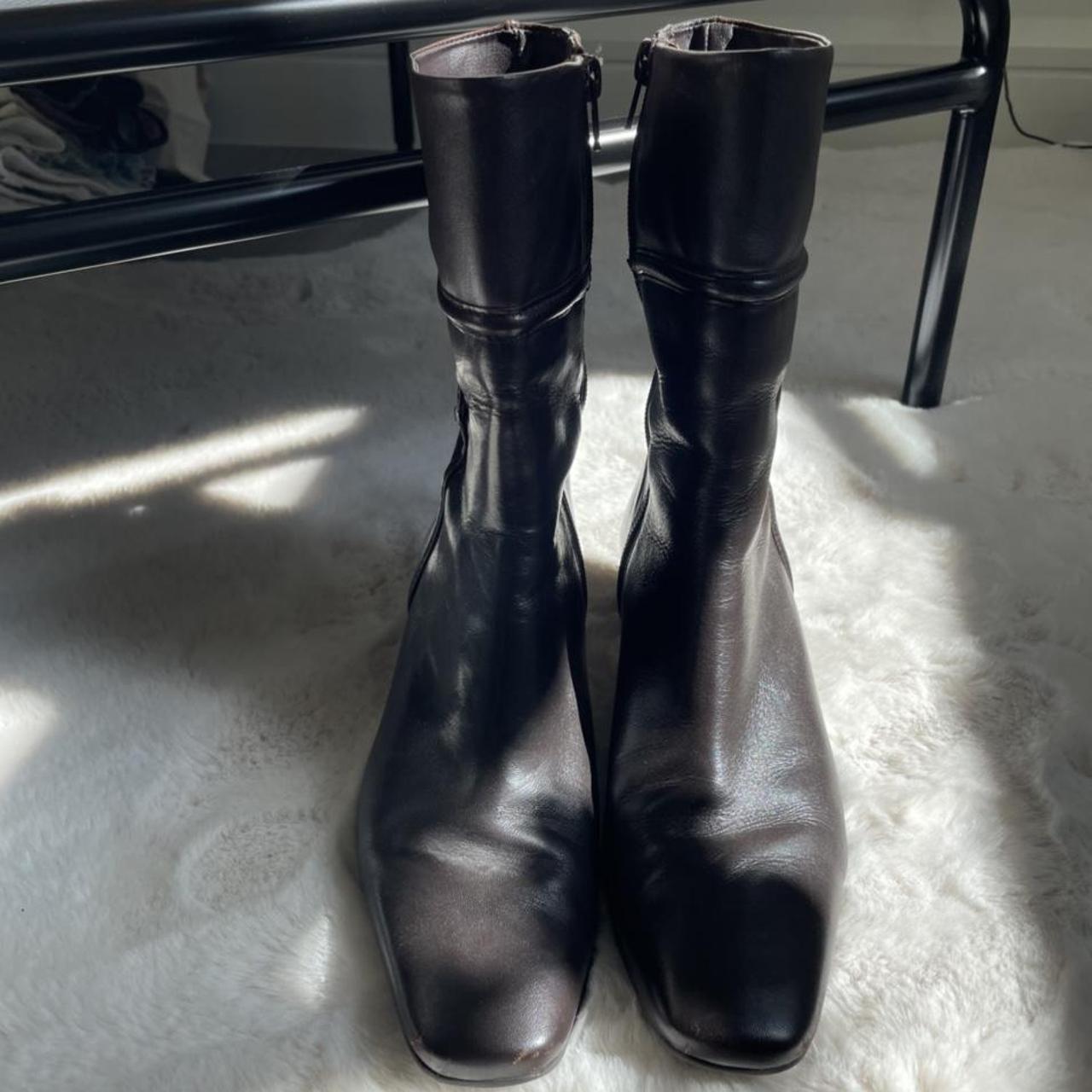 black and brown boots