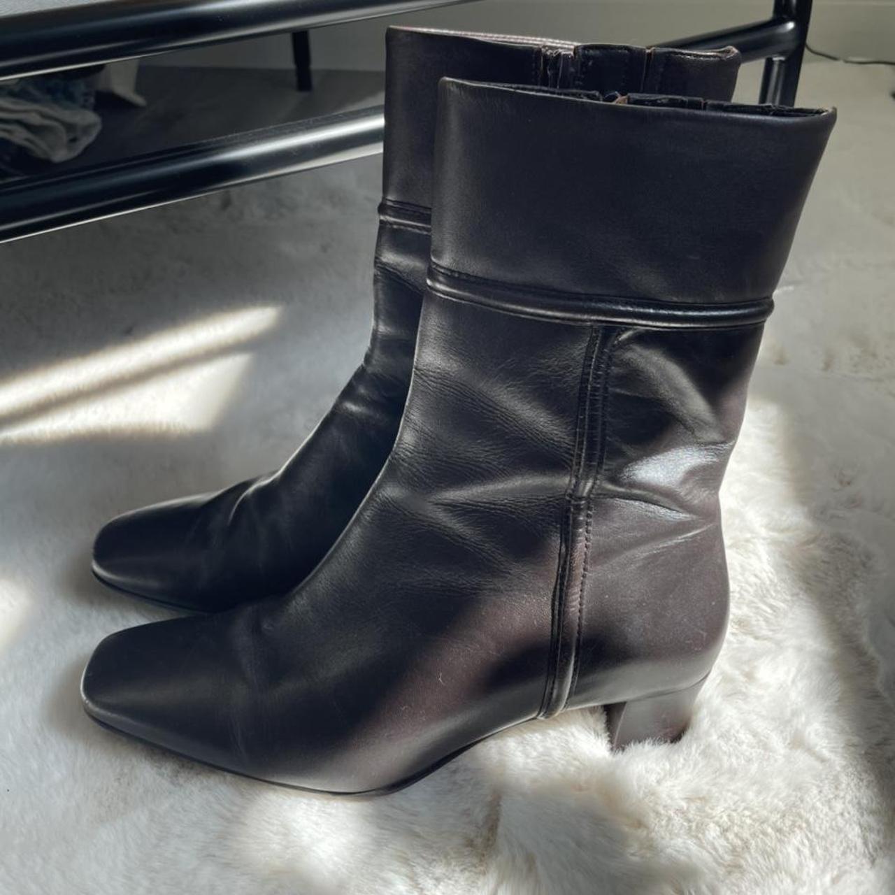 black and brown boots