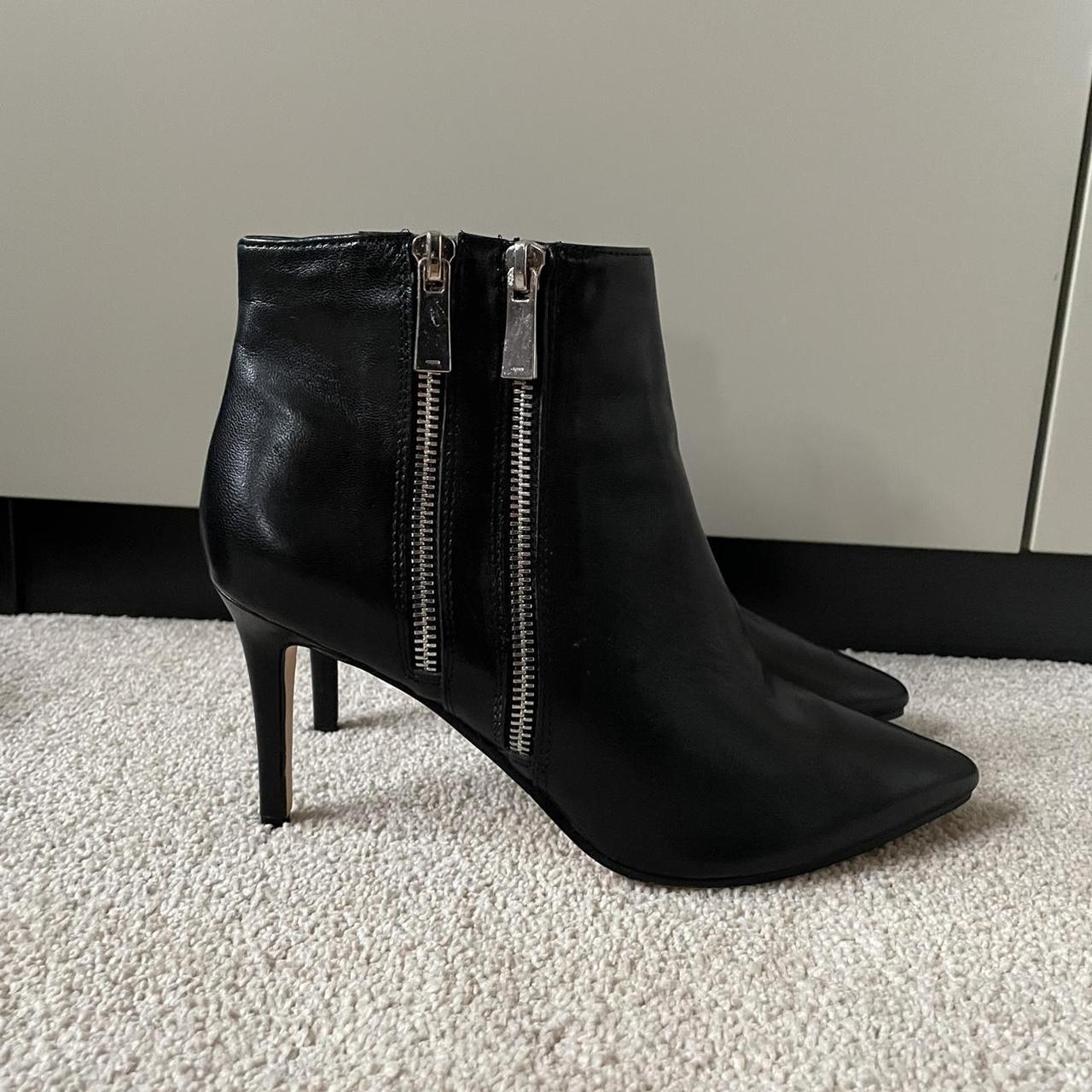 Dune London Black Leather Ankle Boots with Zip... - Depop