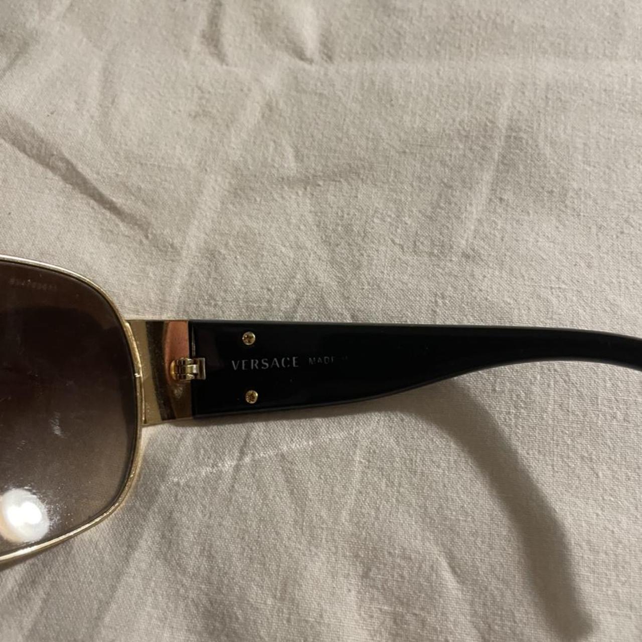 Versace Shield Sunglasses classic gold medusa... - Depop