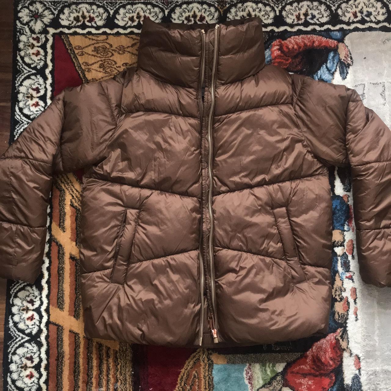 mango brown puffer coat