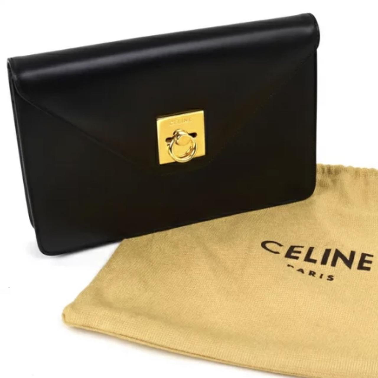 Celine Leather Clutch Bag Authentic W25cm X H16cm X... - Depop