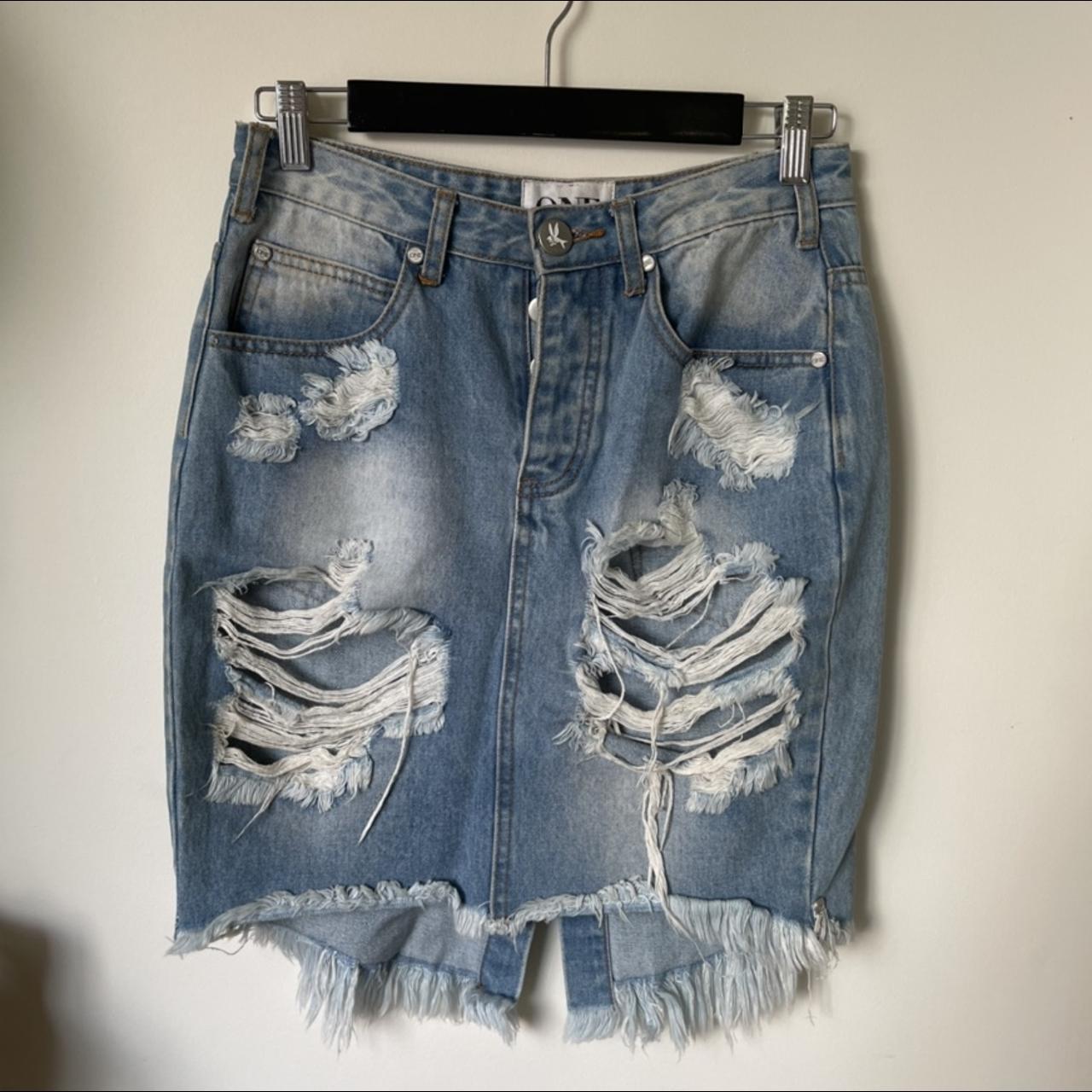 - One Teaspoon Denim Skirt - Size 28 - ‘2020 High... - Depop