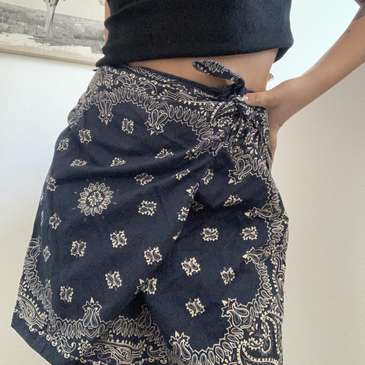 驚きの安さ wrap print bandana ⭐️Blue skirt size cotton, ⭐️100% ウォーキング・ランニングウェア