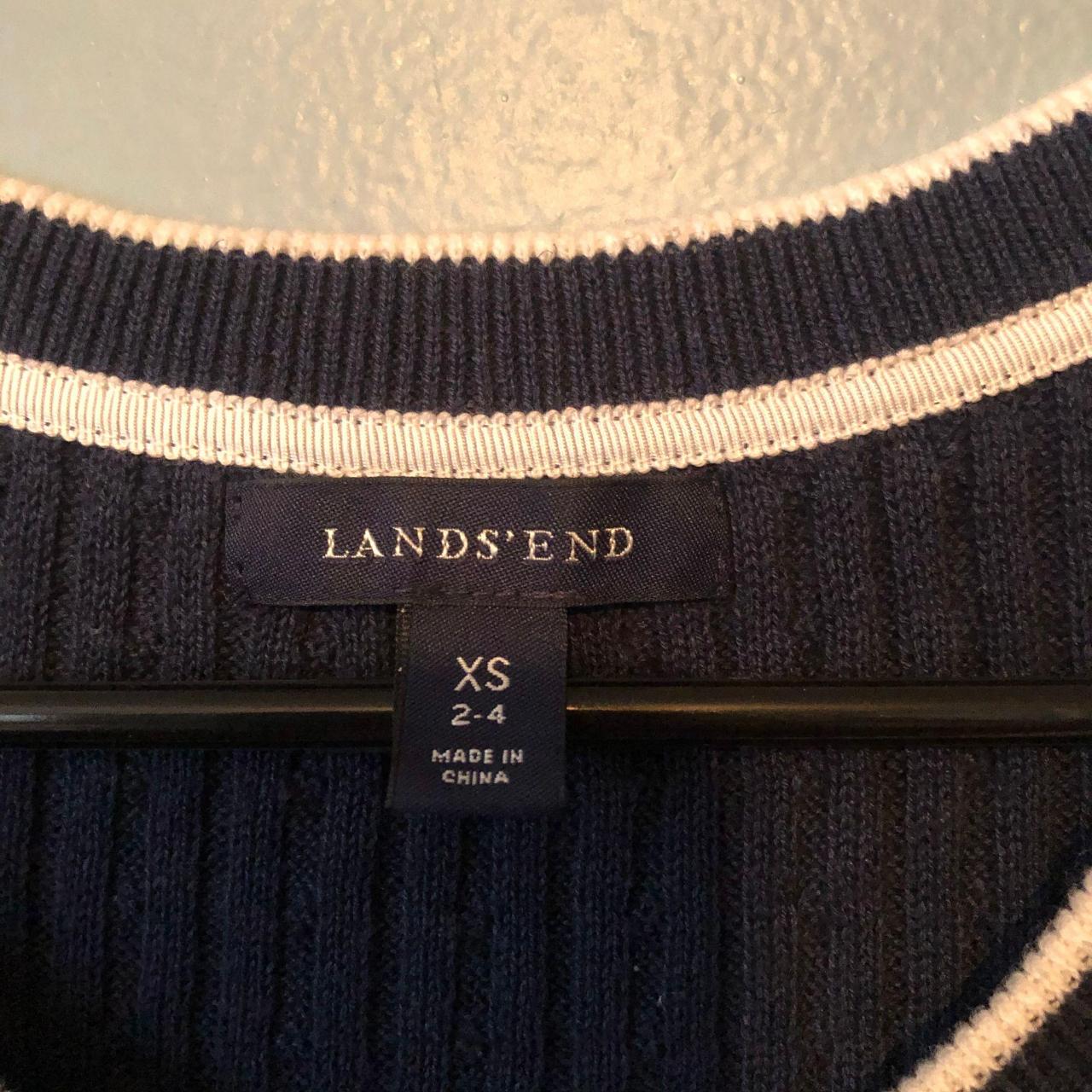Lands End Navy Blue Nautical Cardigan White Piping... Depop