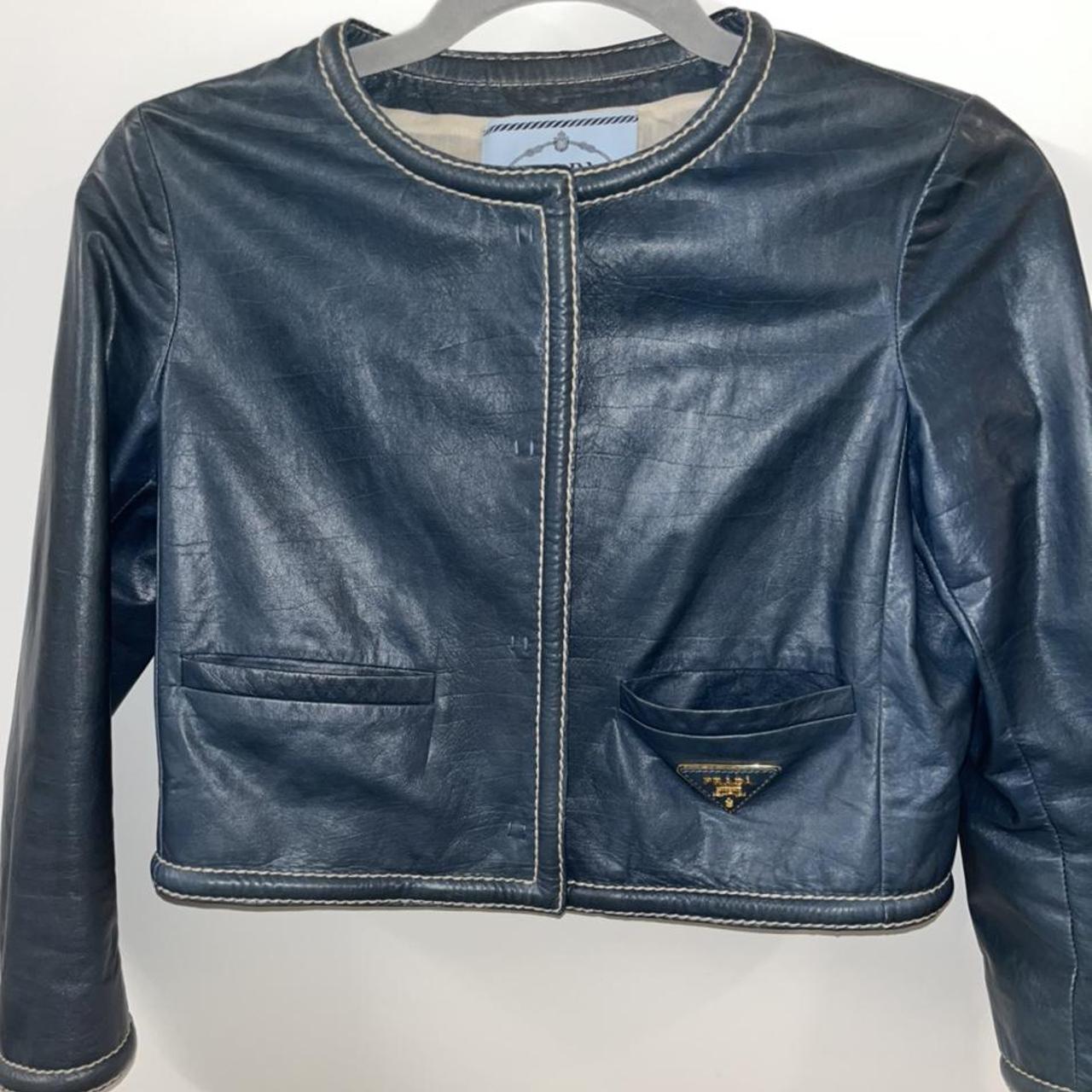 Unique Vintage Prada Cropped Leather Jacket, PRICE...