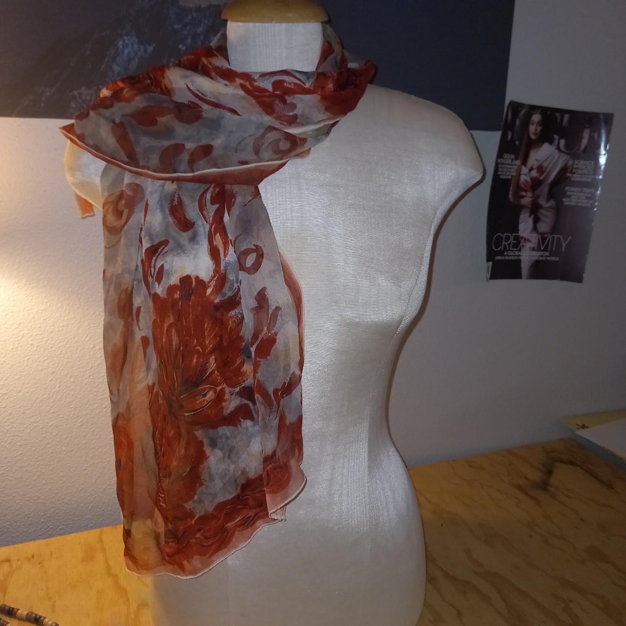 Rectangle Shape Vintage Silk Scarf Very Thin And... - Depop