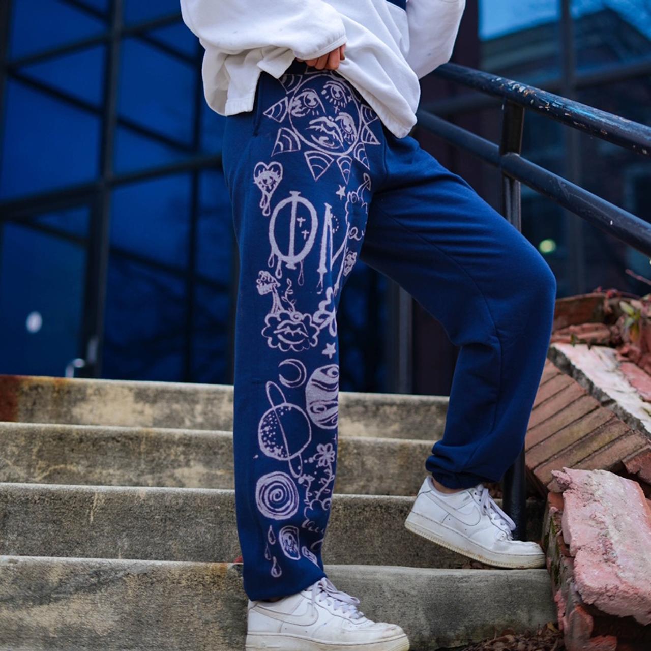 Navy bleached online sweatpants