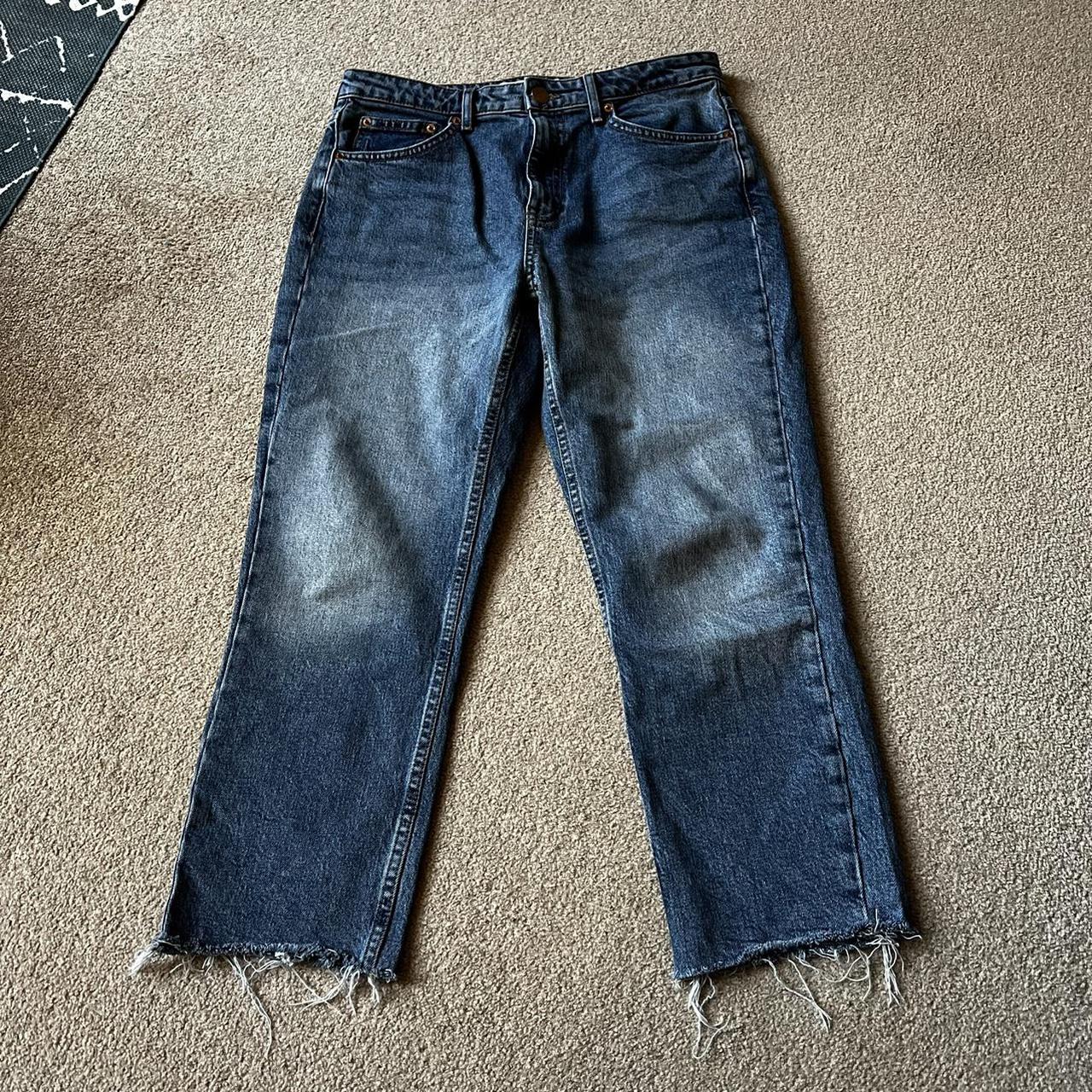 BLUE HEMMED TOPSHOP JEANS 32X30 FANTASTIC CONDITION... - Depop