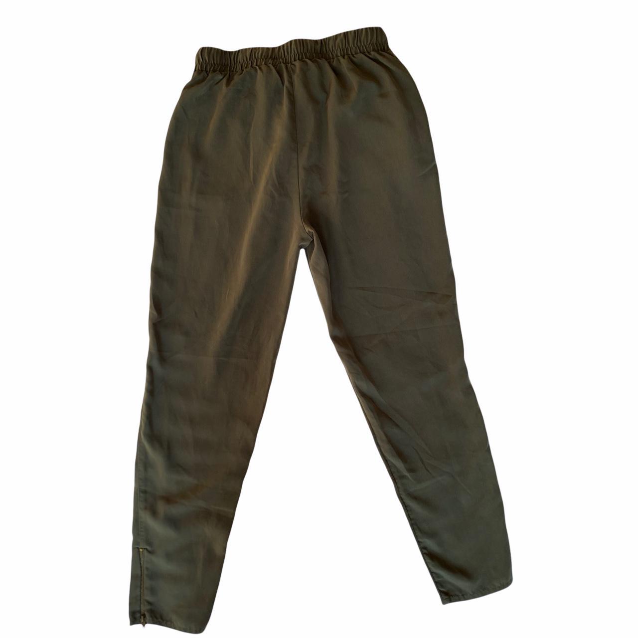 unbranded silky smooth forest green pants with ankle... - Depop