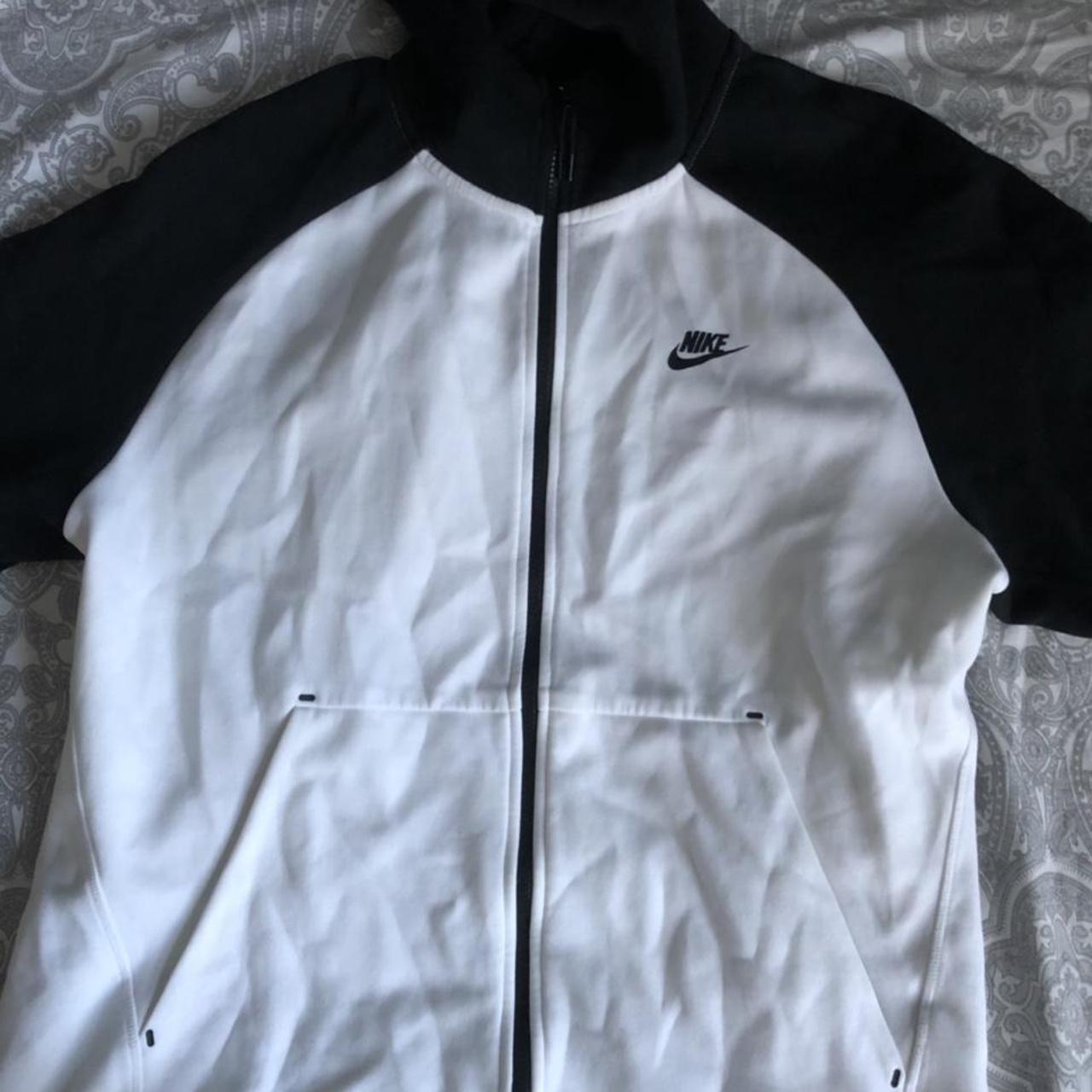 Black and White Nike Tech Fleece Full-Zip Men Hoddie - Depop