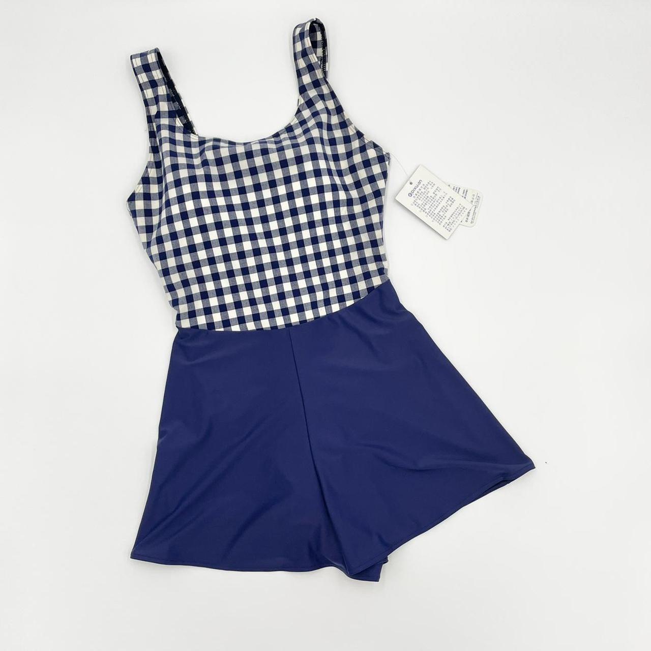 Japanese One Piece Swimsuit Shorts Retro Gingham... Depop