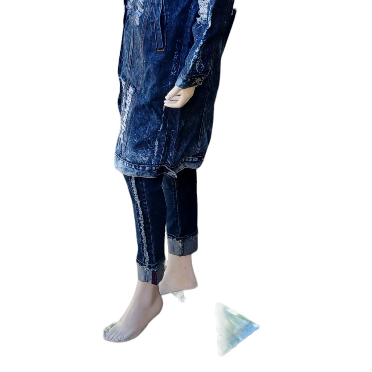 Thrill Long Jean Jacket Size Medium SKU6221 Dark... Depop