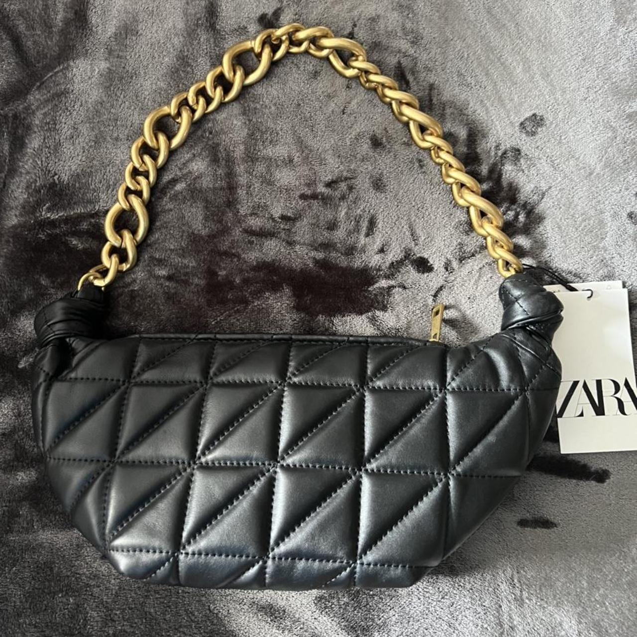 Zara Women's Black and Gold Bag | Depop