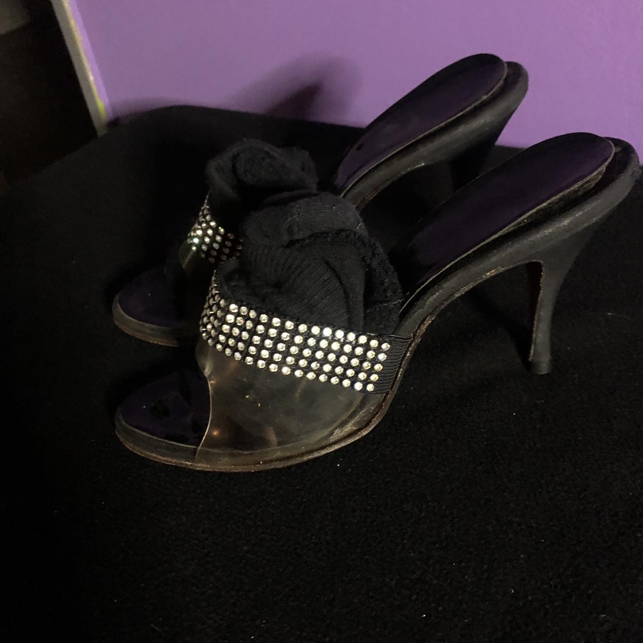 Black and silver rhinestone heels best sale