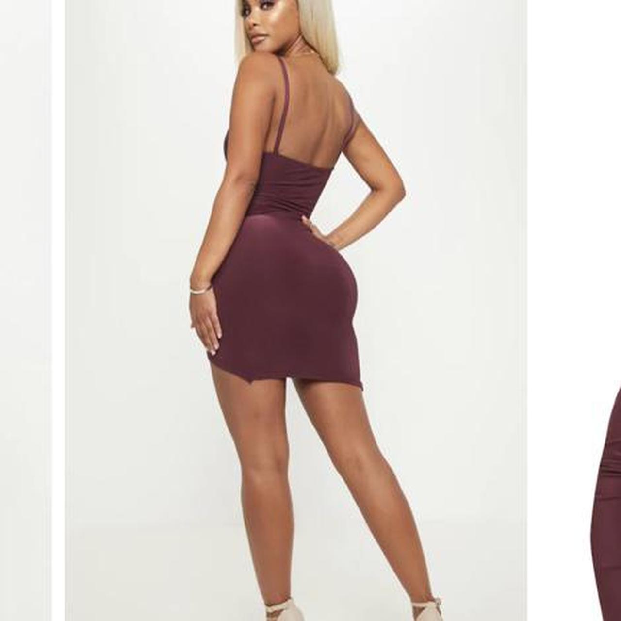 burgundy ruched bodycon dress