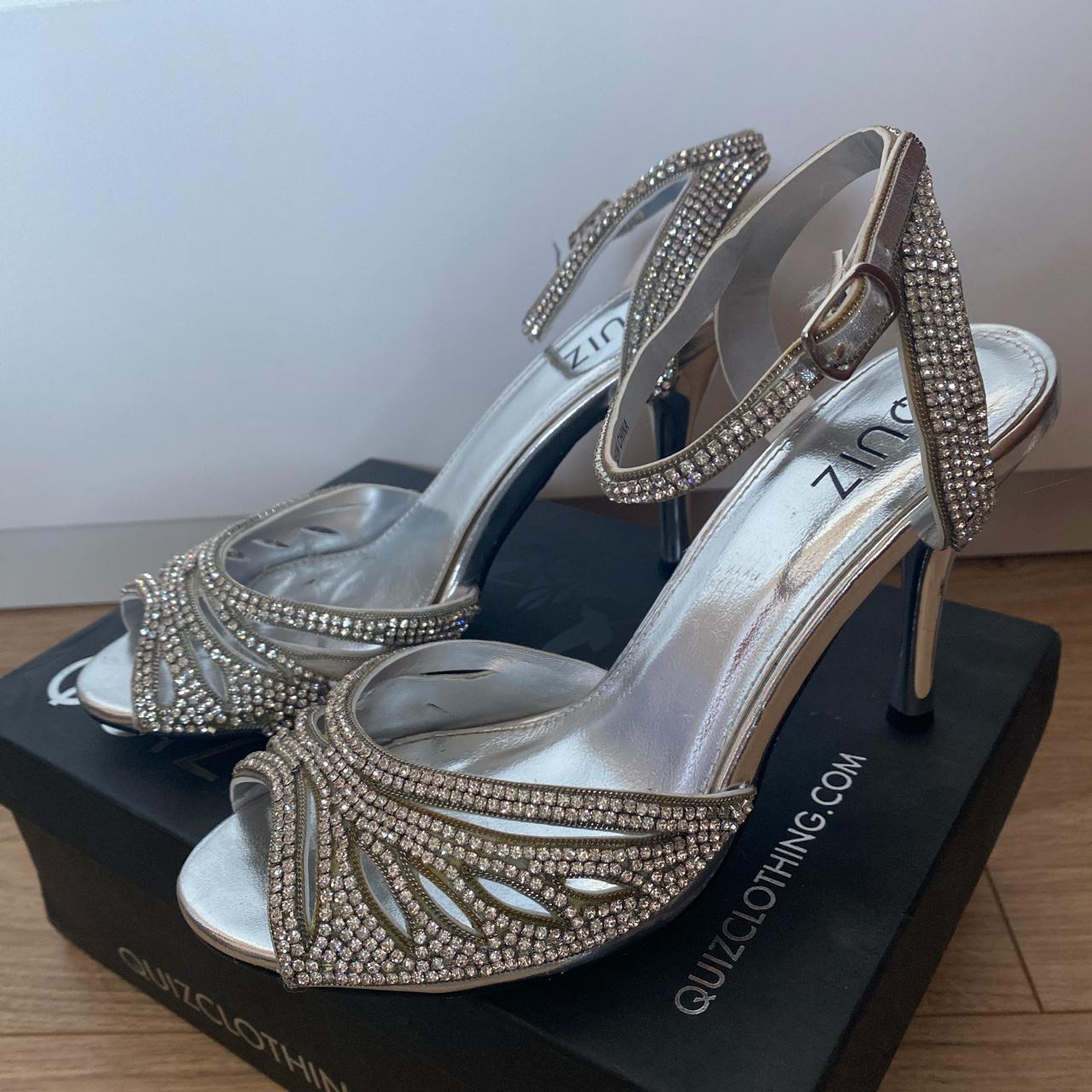 Quiz silver diamond studded heels perfect for prom