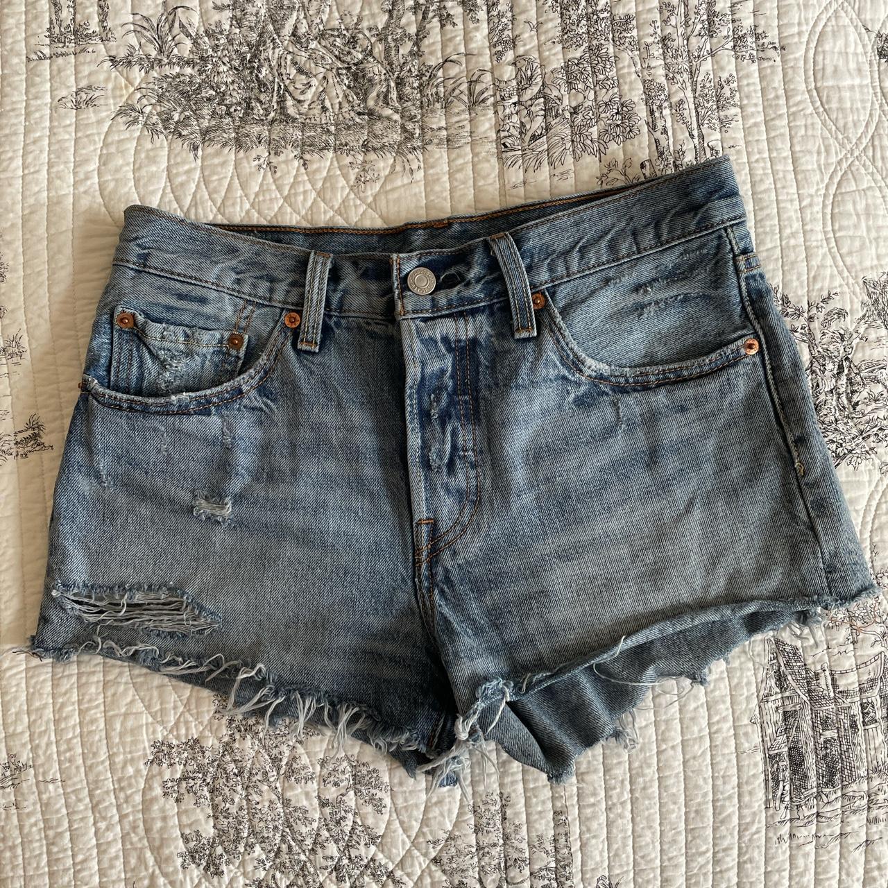 Levi’s washed denim shorts, distressed details. W27,... - Depop