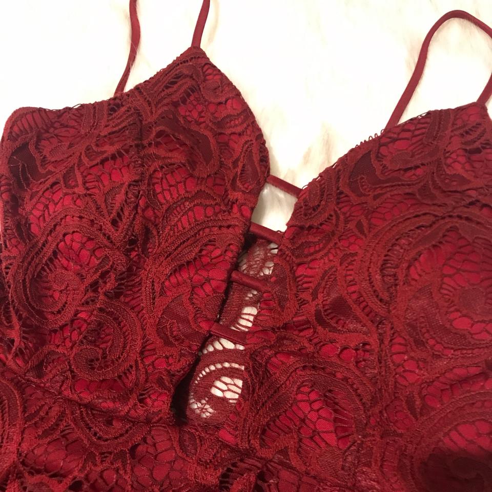 Red Lace Strappy Bralette Top