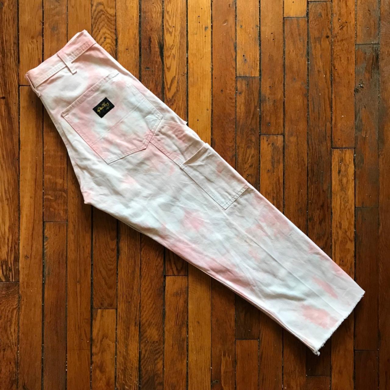 Stan Ray Women's White and Pink Jeans | Depop