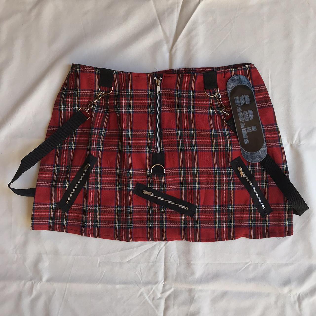 gorgeous tartan / plaid mini skirt with safety pins,... - Depop