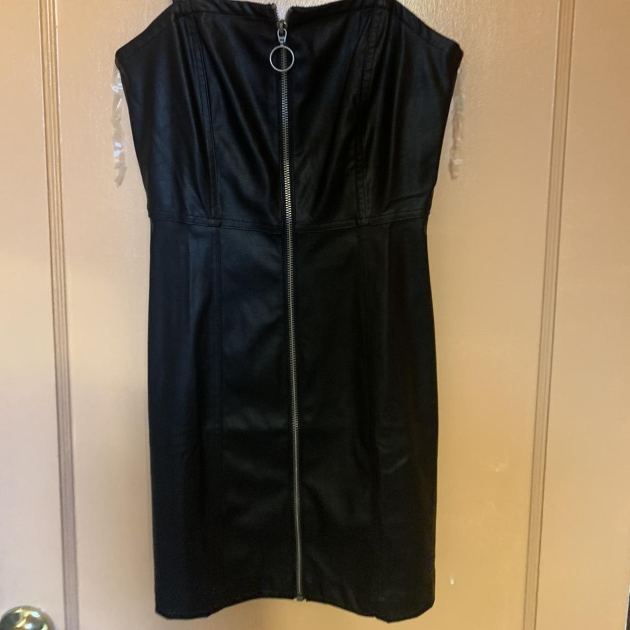Aeropostale black leather dress size small Tags... - Depop