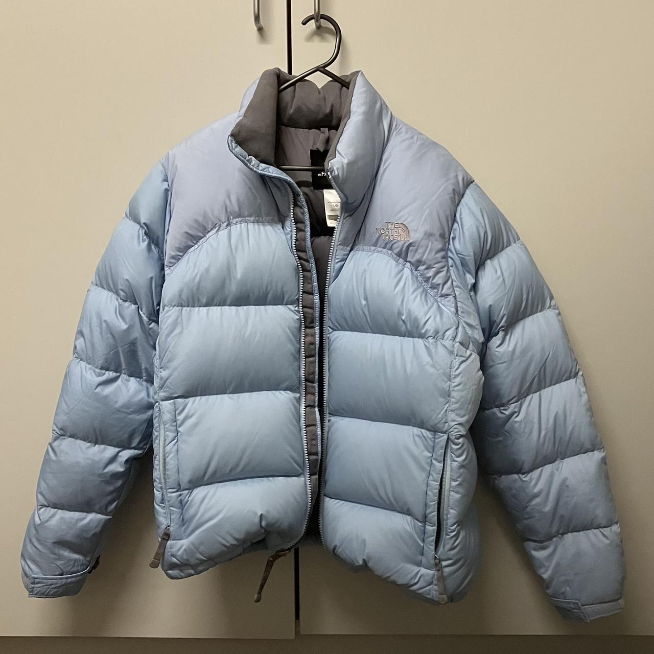 Vintage North Face rare two toned baby blue puffer... - Depop