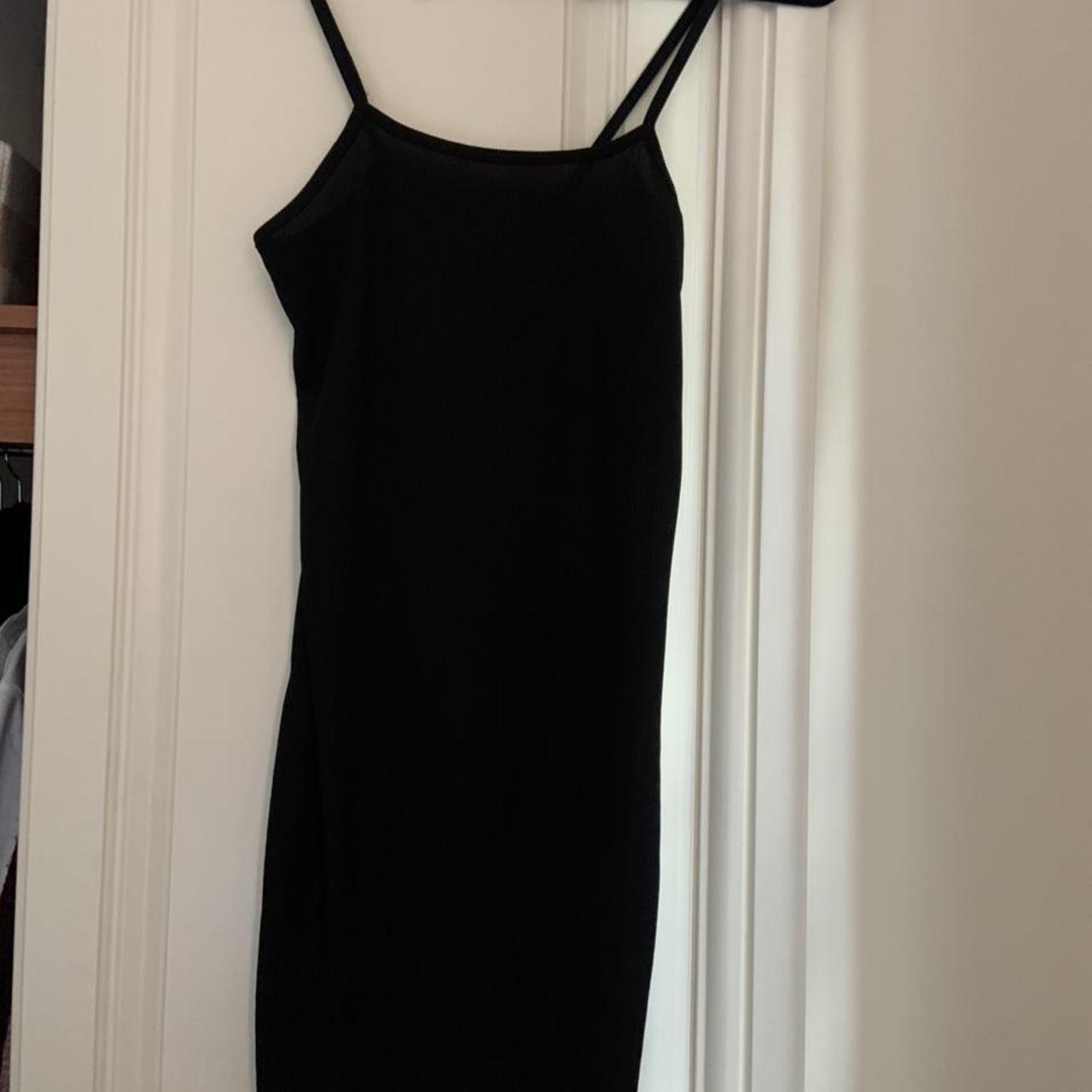 Black strappy ribbed textured dress. Size 10, true... - Depop