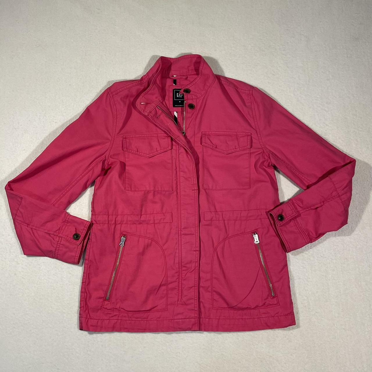 GAP Hot Pink Parka Jacket Women's hot pink light... Depop