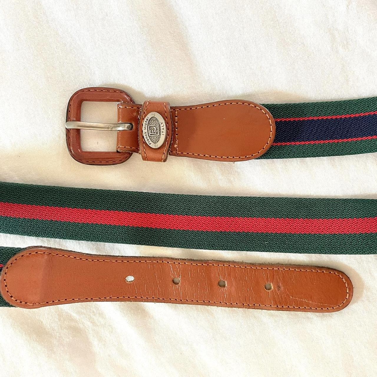 Vintage Franck Michel Italy striped belt, leather... - Depop