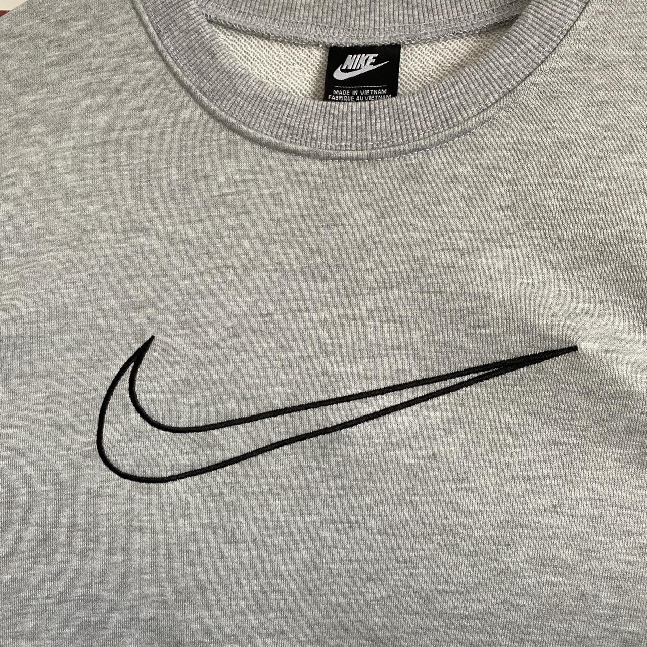 Vintage grey Nike tick sweatshirt No size but fits... - Depop