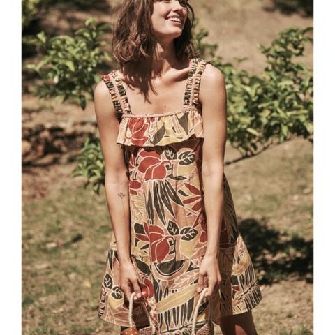 Sezane Fily Dress in Vicky leaves print. Size 36 Depop