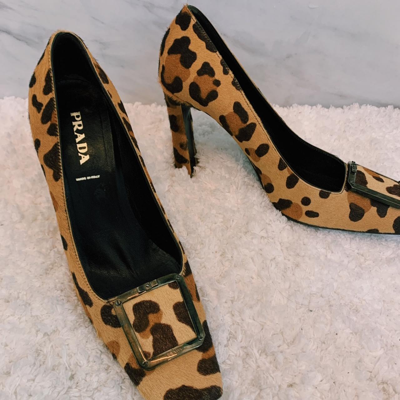 100% Authentic Prada Heels Size 39 1/2 Cheetah... - Depop