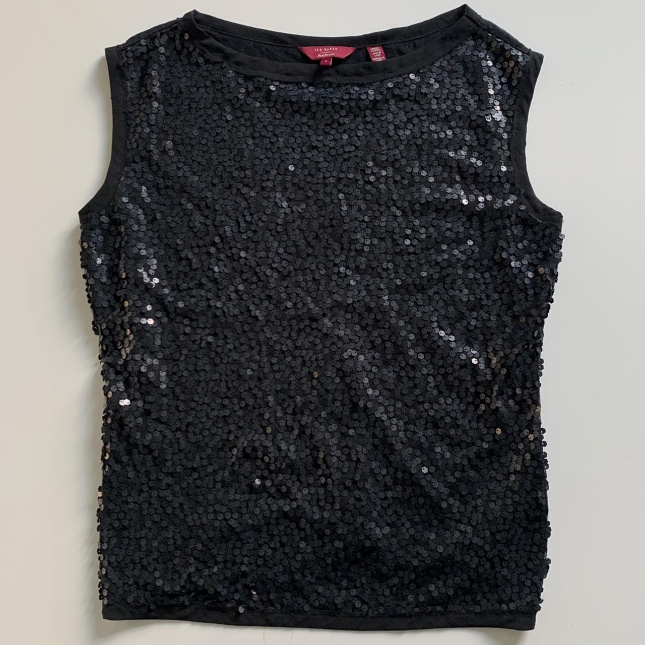 Ted Baker shimmer top In black Size 2 (stretchy... - Depop