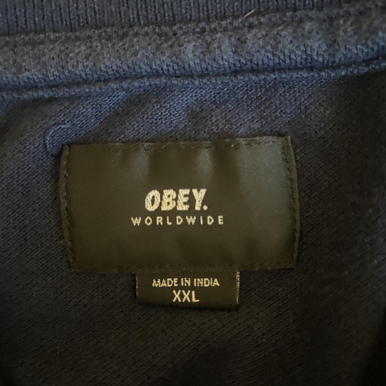 Y2K Obey Polo Shirt front features, obey name text... - Depop