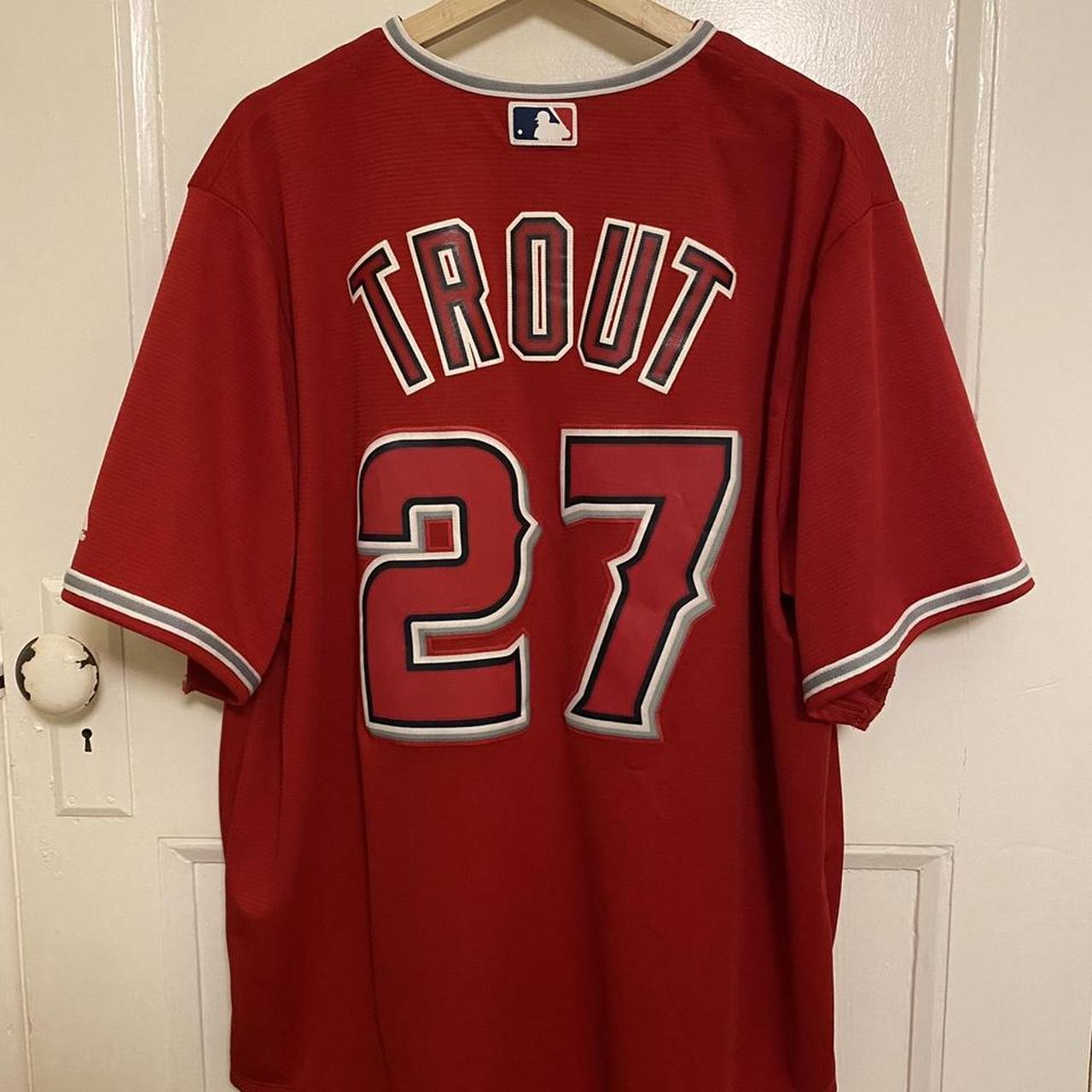 ANGELS BASEBALL JERSEY MIKE TROUT JERSEY YOUTH XL, - Depop