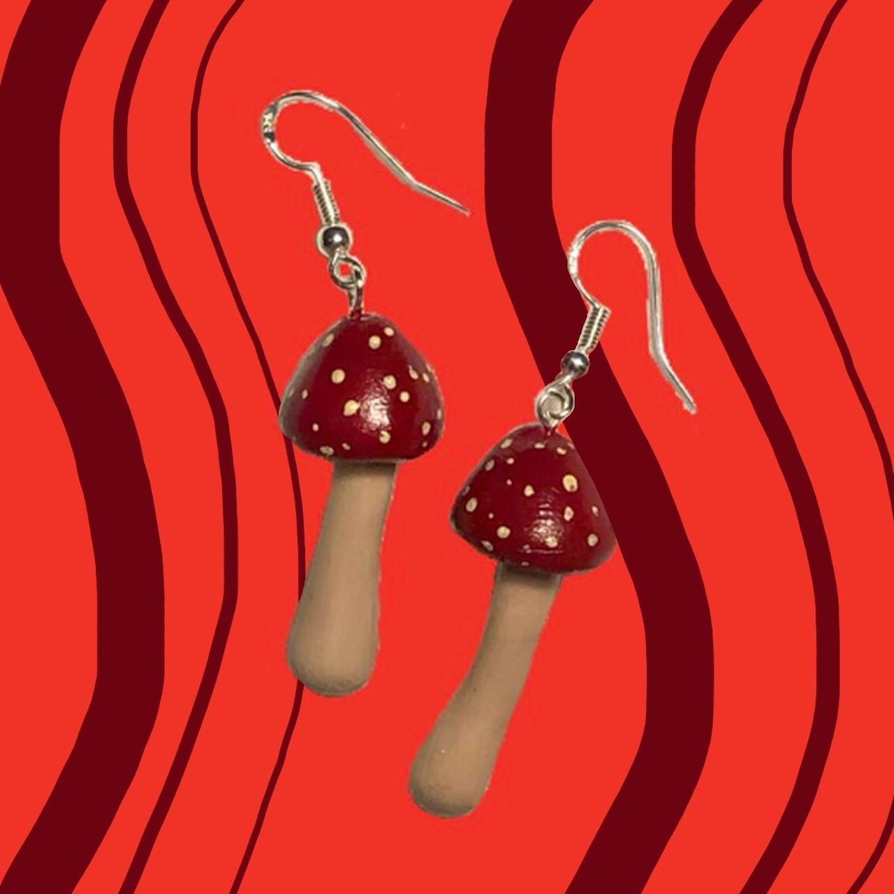 cute handmade mushroom earrings x Depop
