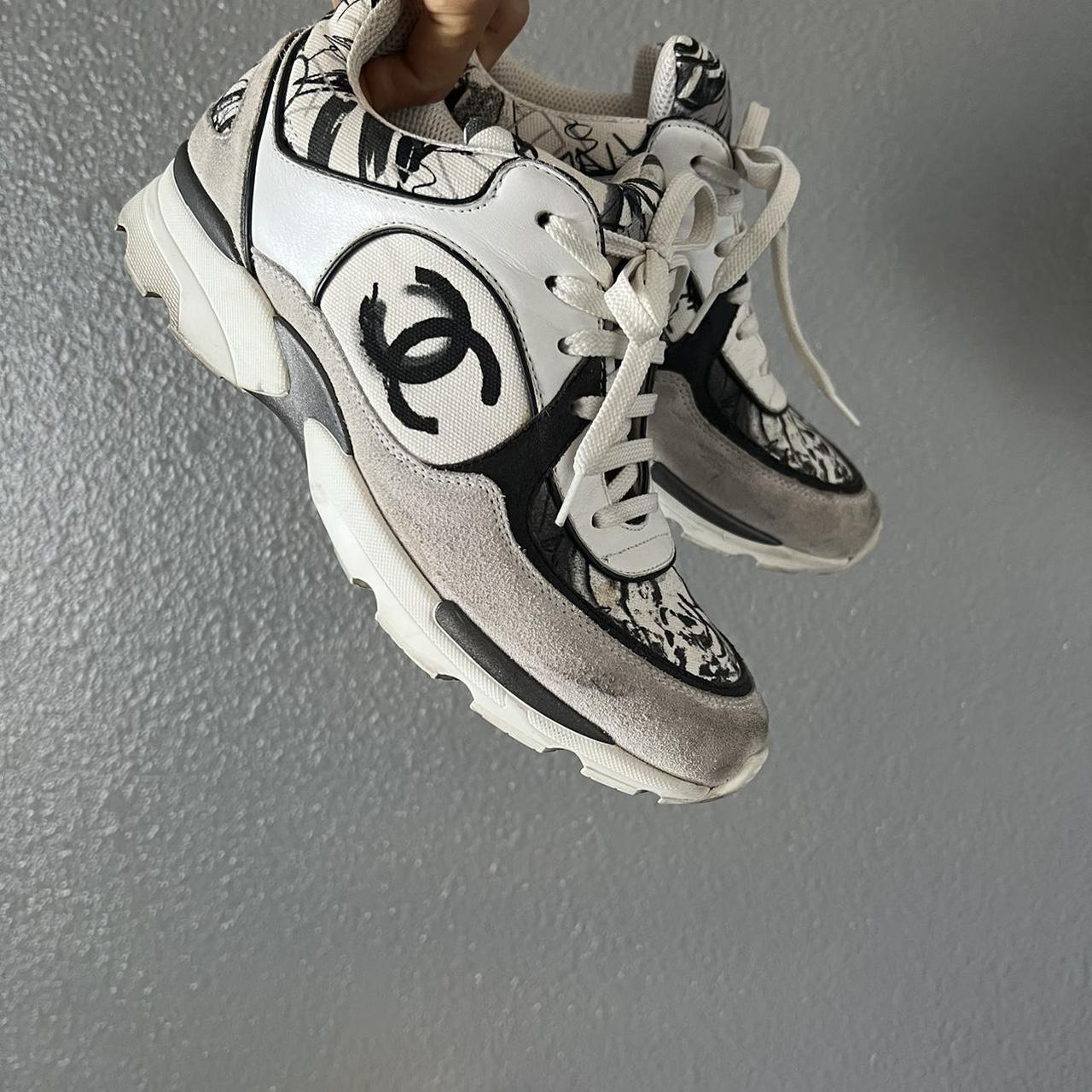 CHANEL SNEAKERS White /Black /Grey. They have been - Depop